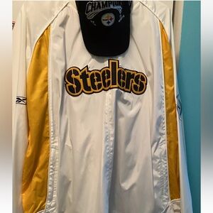 Pittsburgh Steelers Pull Over Shirt 2XL NFL Reebok & Ball Cap 2004 Division